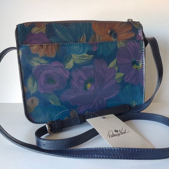 NWT Patricia Nash Peruvian Painting Style Vallata Crossbody Bag Leather Purse - Picture 1 of 12